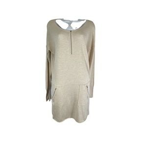 Athleta Beige‎ Long Sleeve Zip Front Pullover Sweater Dress Size XS